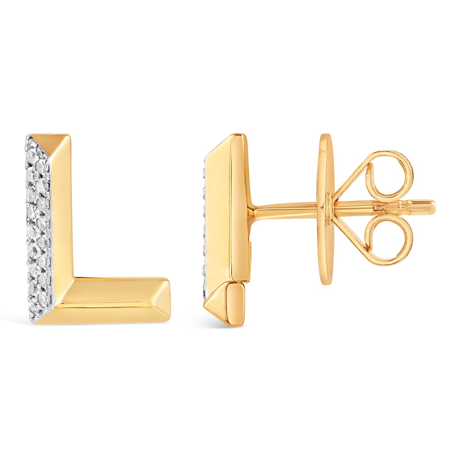 Alphabet Studs -  Yellow Gold