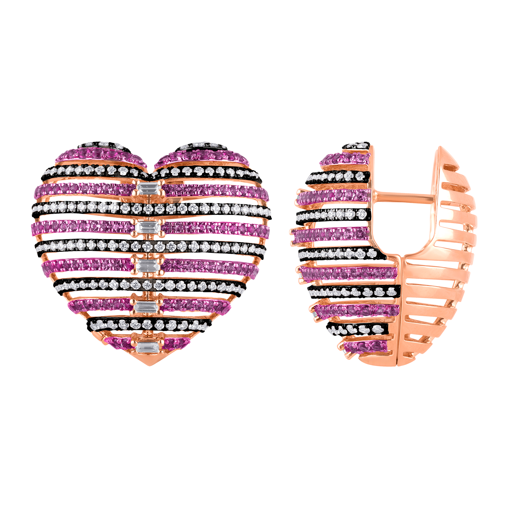 The Solis Heart Huggies - Pink Sapphire