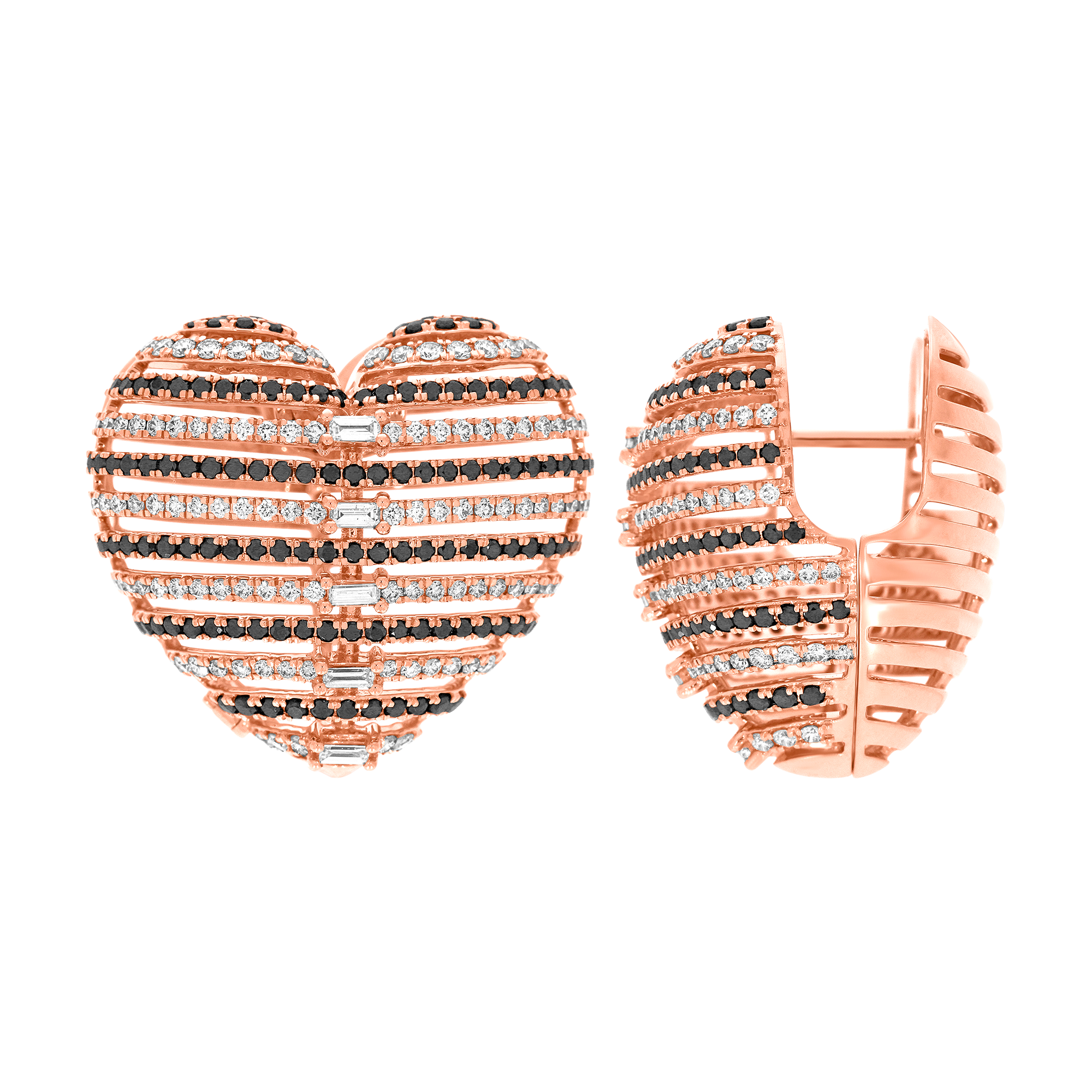 The Solis Heart Huggies - Black Diamonds